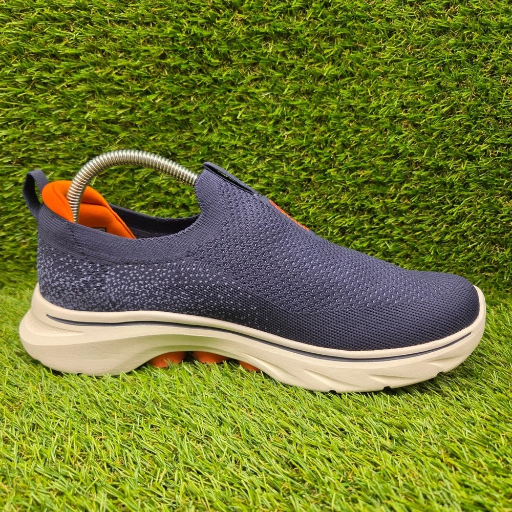 Skechers GO WALK 7 SIZE 8 EXTRA WIDE Men's Stretch Fit Slip On Shoes Navy Orange